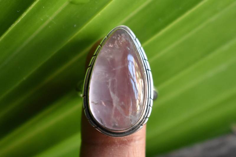 925 Silber Natürlicher Rosenquarz Ring-Rosenquarz Ring-Quarz Ring-Rosa Ring-Natürlicher von UniquejewelryIndia