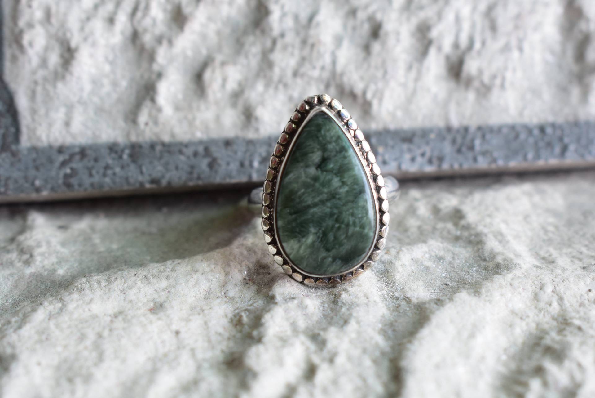 925 Silber Natürlicher Seraphinit Ring-Grüner Ring-Silber Ring-Ring Für Frauen-Seraphinit Design Ring-Seraphinit Ring von UniquejewelryIndia