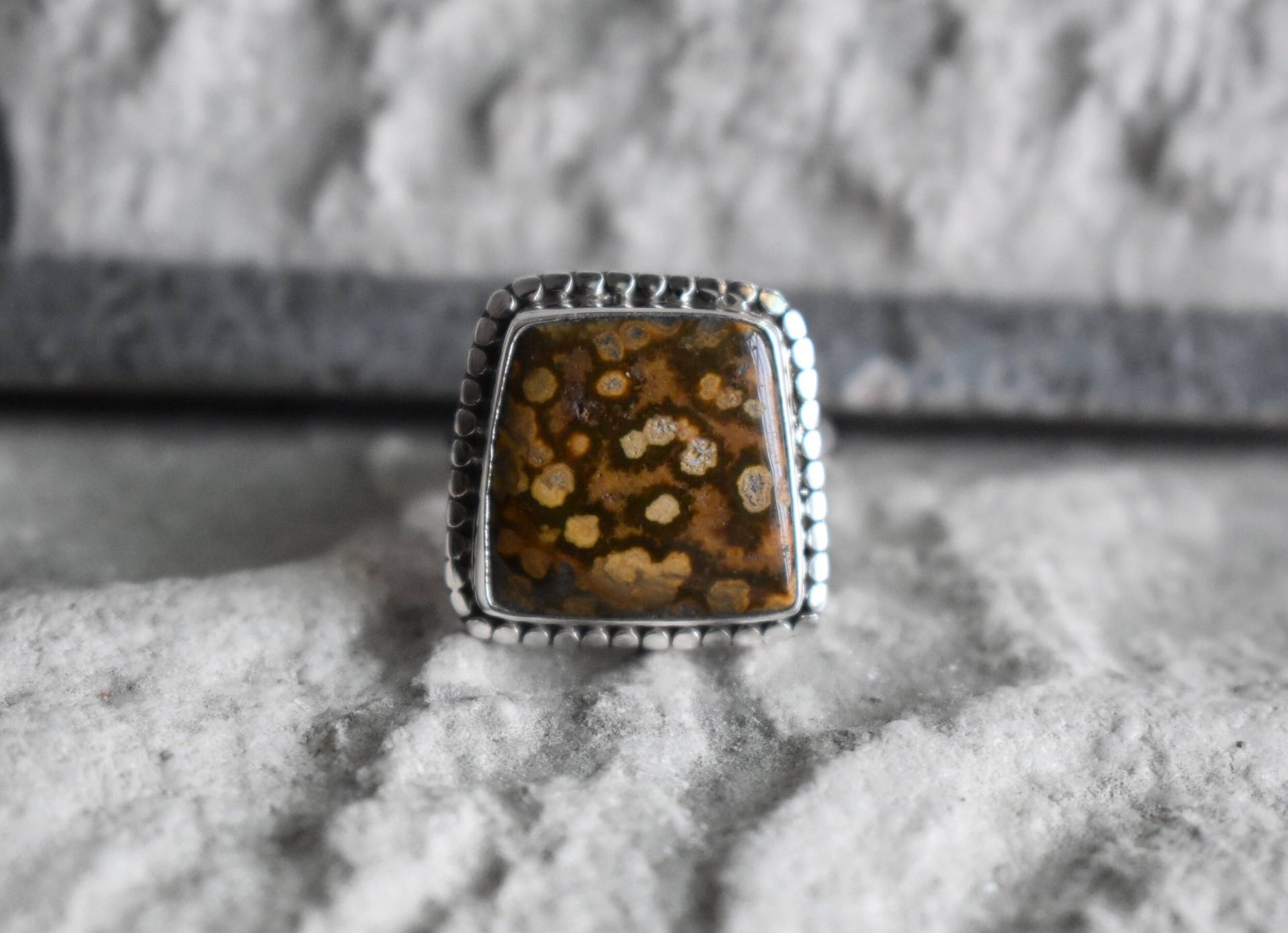 925 Silber Ozean Jaspis Ring-Natürlicher Ring-Gelb Ring-Ozean Ring-Jaspis Ring von UniquejewelryIndia