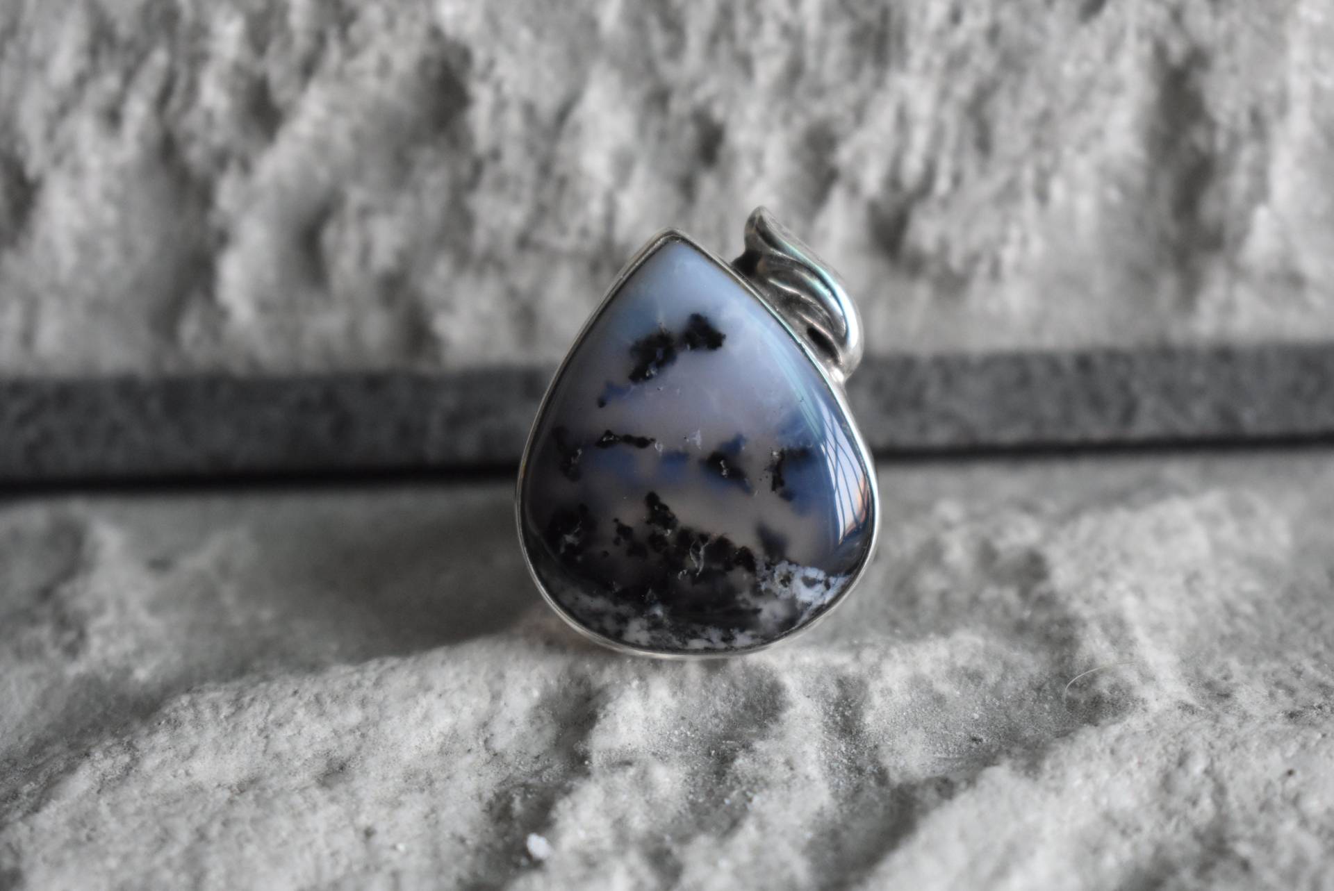 925Er Silber Natürlicher Dendritenachatring-Natürlicher Dendritenachatring-Dendritenring, Handgefertigter Ring-Ring Für Frauen-Designring von UniquejewelryIndia