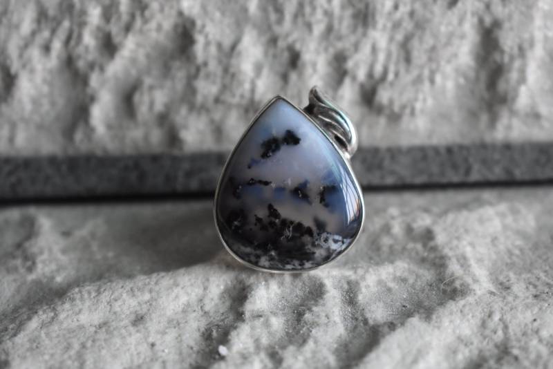 925Er Silber Natürlicher Dendritenachatring-Natürlicher Dendritenachatring-Dendritenring, Handgefertigter Ring-Ring Für Frauen-Designring von UniquejewelryIndia