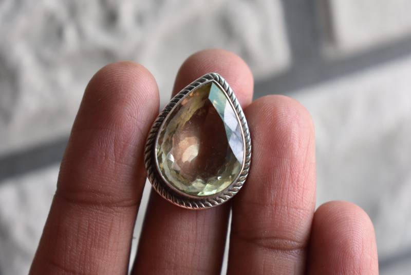 925Er Silber Natürlicher Zitronenquarzring-Zitronenquarzring-Quarzring-Facettierter Zitronenquarzring-Handgefertigter Ring-Ring Für Frauen-Designring von UniquejewelryIndia