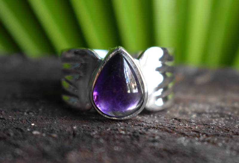 Herrenring Amethyst Ring-Unisex Ring 925 Silber Natürliche Ring-Amethyst-Design Ring-Frauen von UniquejewelryIndia