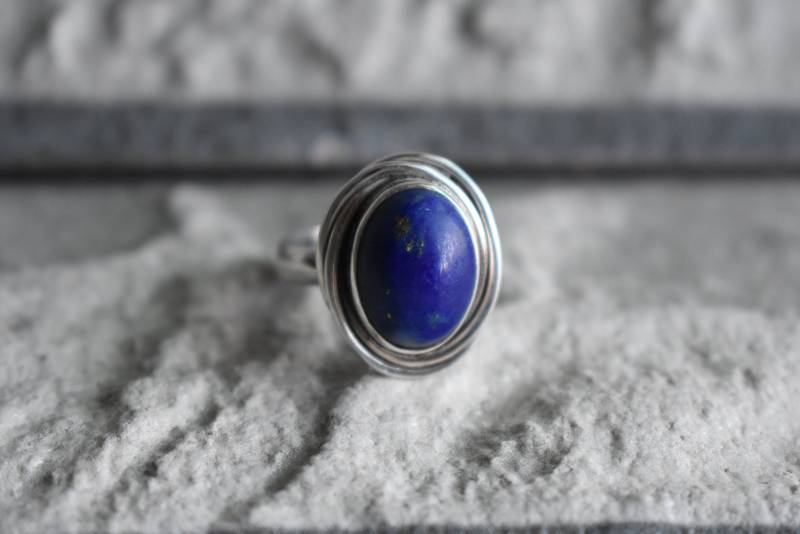 Handgemachte Natürliche Lapis Lazuli 925 Silber Ring von UniquejewelryIndia