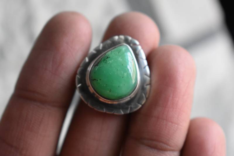 Natürlicher Grüner Chrysoprasring, 925Er Silberring, Runder Ring von UniquejewelryIndia