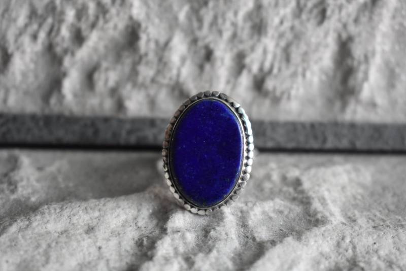 Natürlicher Lapis Lazuli Ring, 925 Silber Ring, Lapis Ring, Blau Ring, Seltener Blau Ring von UniquejewelryIndia