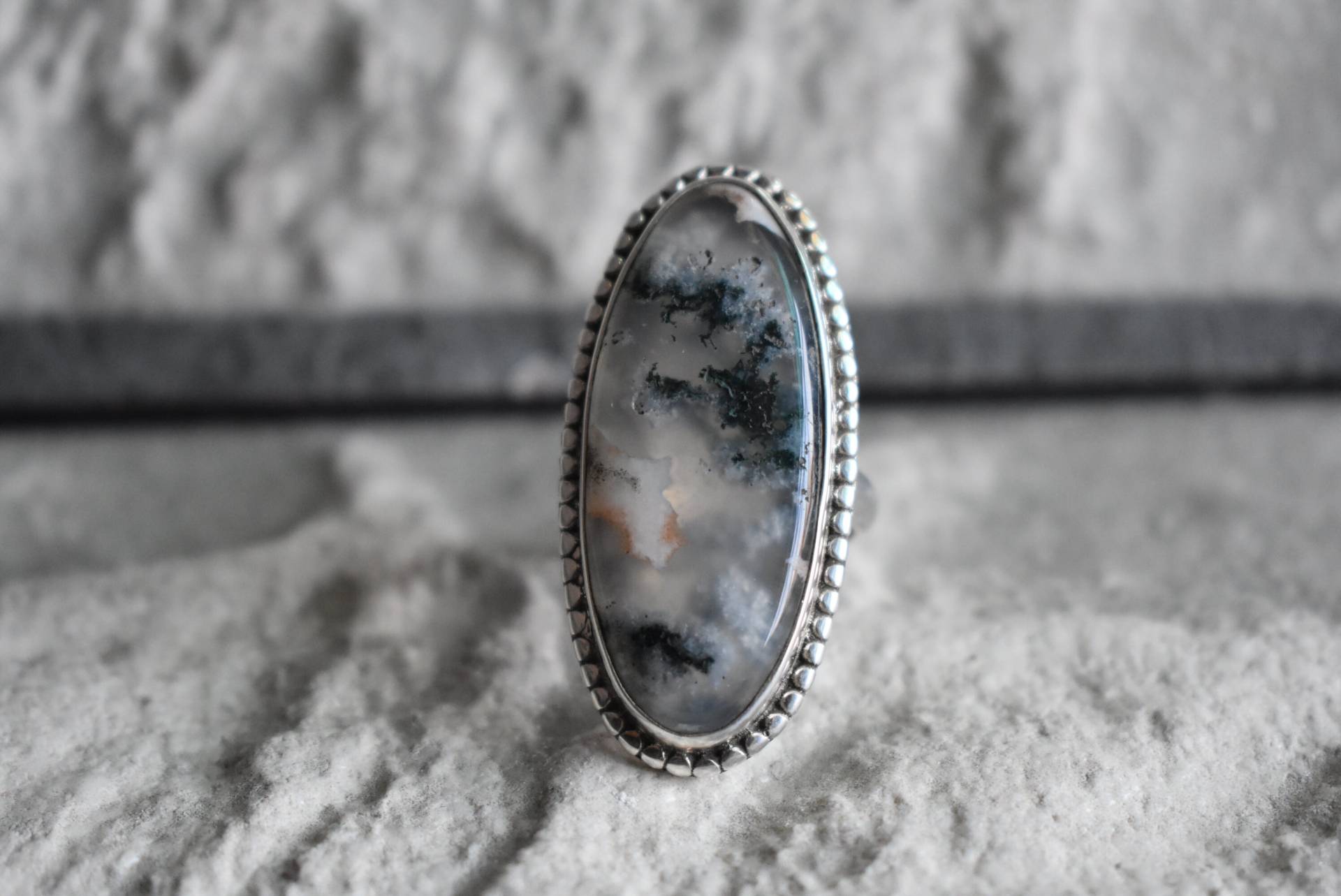 Natürlicher Moosachat Ring, 925 Silber Ring, Natürlicher Ring, Ring Für Frauen, Achat Ring, Ring Oval Form von UniquejewelryIndia