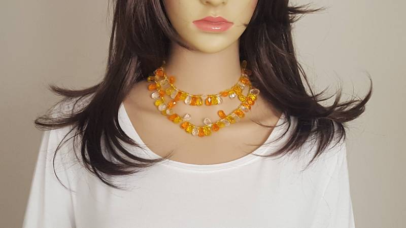 Boho Perlen Halskette, Lange Statement Vintage Retro Hippie Schmuck, Bunte Hipster Halskette von UniquelyWiredBeads