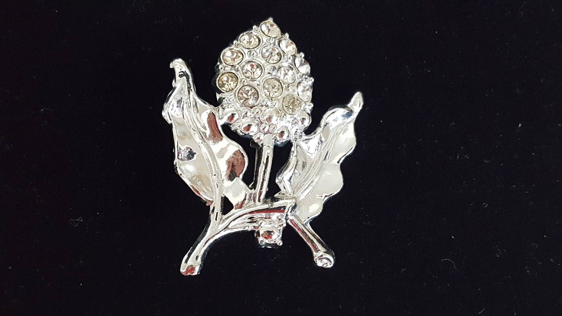 Klare Strass Blumen Brosche, Vintage Designer Signiert Ajc, Geschenk Für Frauen Mama, Jubiläum Hochzeit, Geburtstag, Kostüm Alle Anlässe von UniquelyWiredBeads