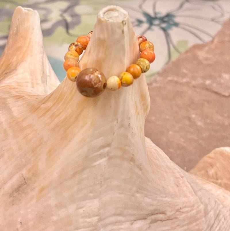 Orange Meeressediment Imperial Jaspis Stretch Finger/Zehenring von UniquelybyRuth