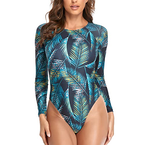 Womens Printed Surf Suit One Piece Langarm Badeanzüge Tankini Sets Anti-UV Bademode Badeanzug von Uniqueunsame