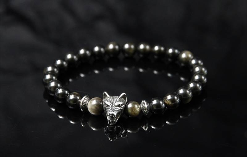 Tier Wolf Armband Obsidian Stahl Perle Stretcharmband Weihnachtsgeschenk Herren Damen Boho Edel Style Tier Wolf Armband Obsidian Stahl Perle Stretcharmband Weihnachtsgeschenk Herren Damen Boho Edel Style von Uniquon
