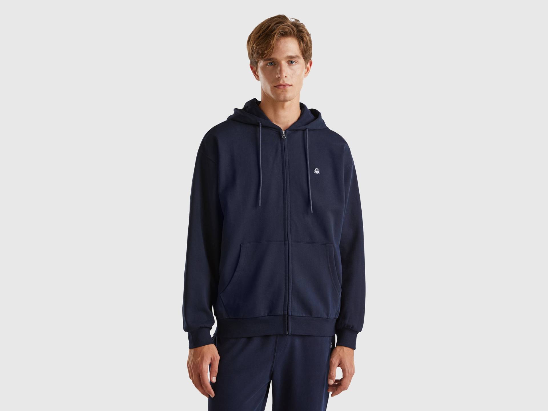 Benetton, Baumwoll-sweatshirt Mit Reißverschluss Und Kapuze, size L, Dunkelblau, male Benetton, Baumwoll-sweatshirt Mit Reißverschluss Und Kapuze, size L, Dunkelblau, male von United Colors of Benetton