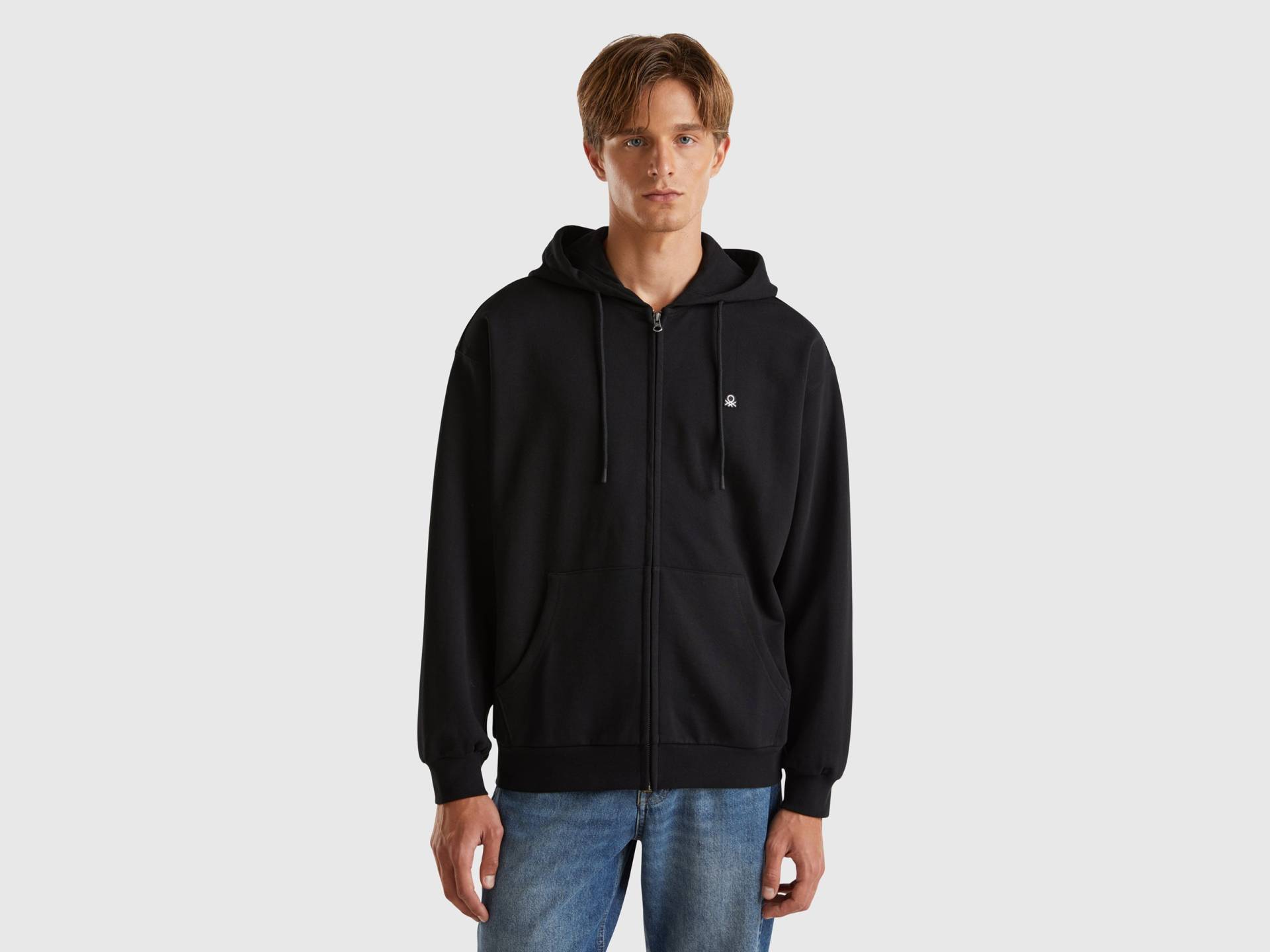 Benetton, Baumwoll-sweatshirt Mit Reißverschluss Und Kapuze, size XL, Schwarz, male Benetton, Baumwoll-sweatshirt Mit Reißverschluss Und Kapuze, size XL, Schwarz, male von United Colors of Benetton