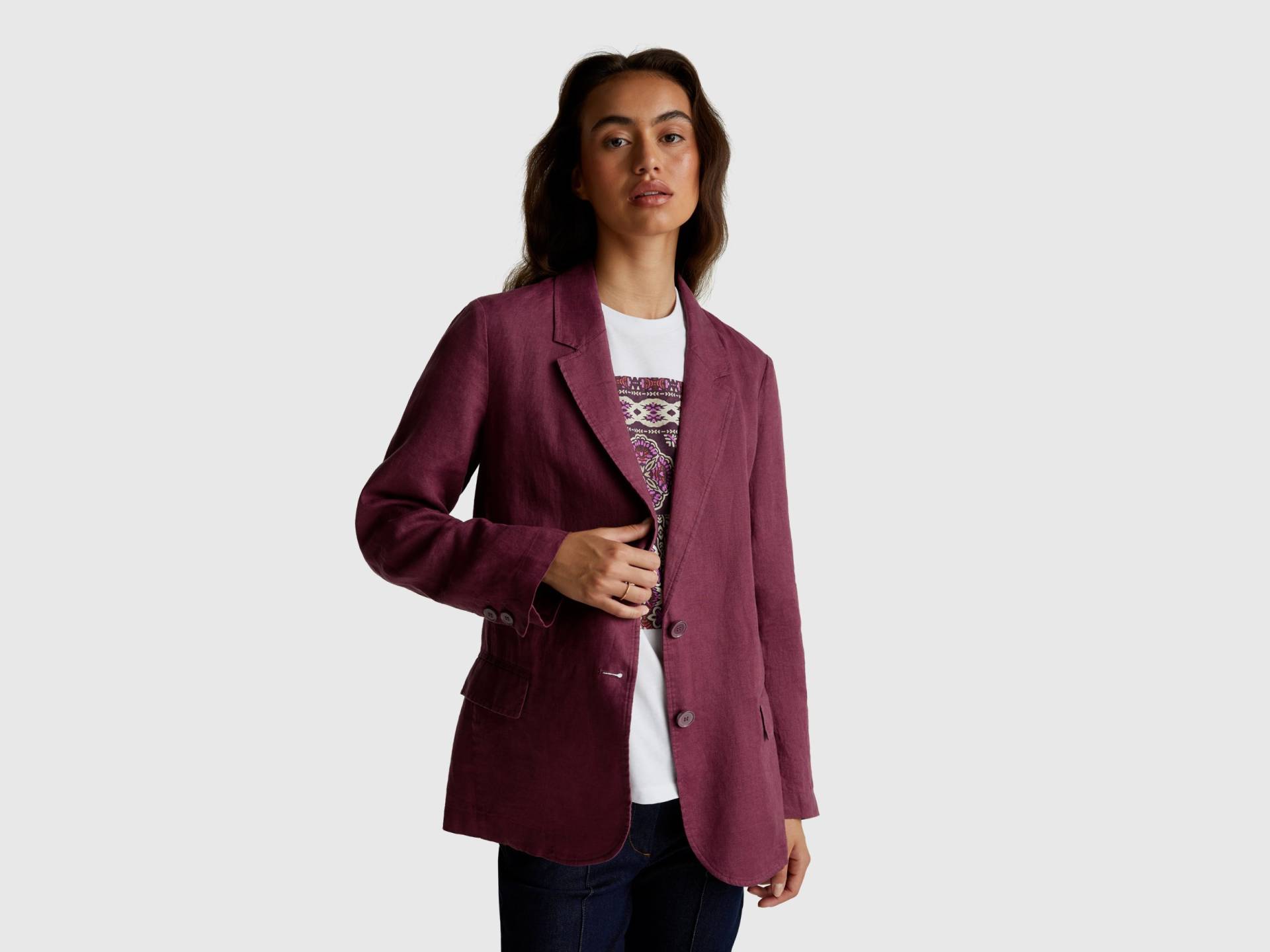 Benetton, Blazer Aus Reinem Leinen, size , Purpur, female Benetton, Blazer Aus Reinem Leinen, size , Purpur, female von United Colors of Benetton