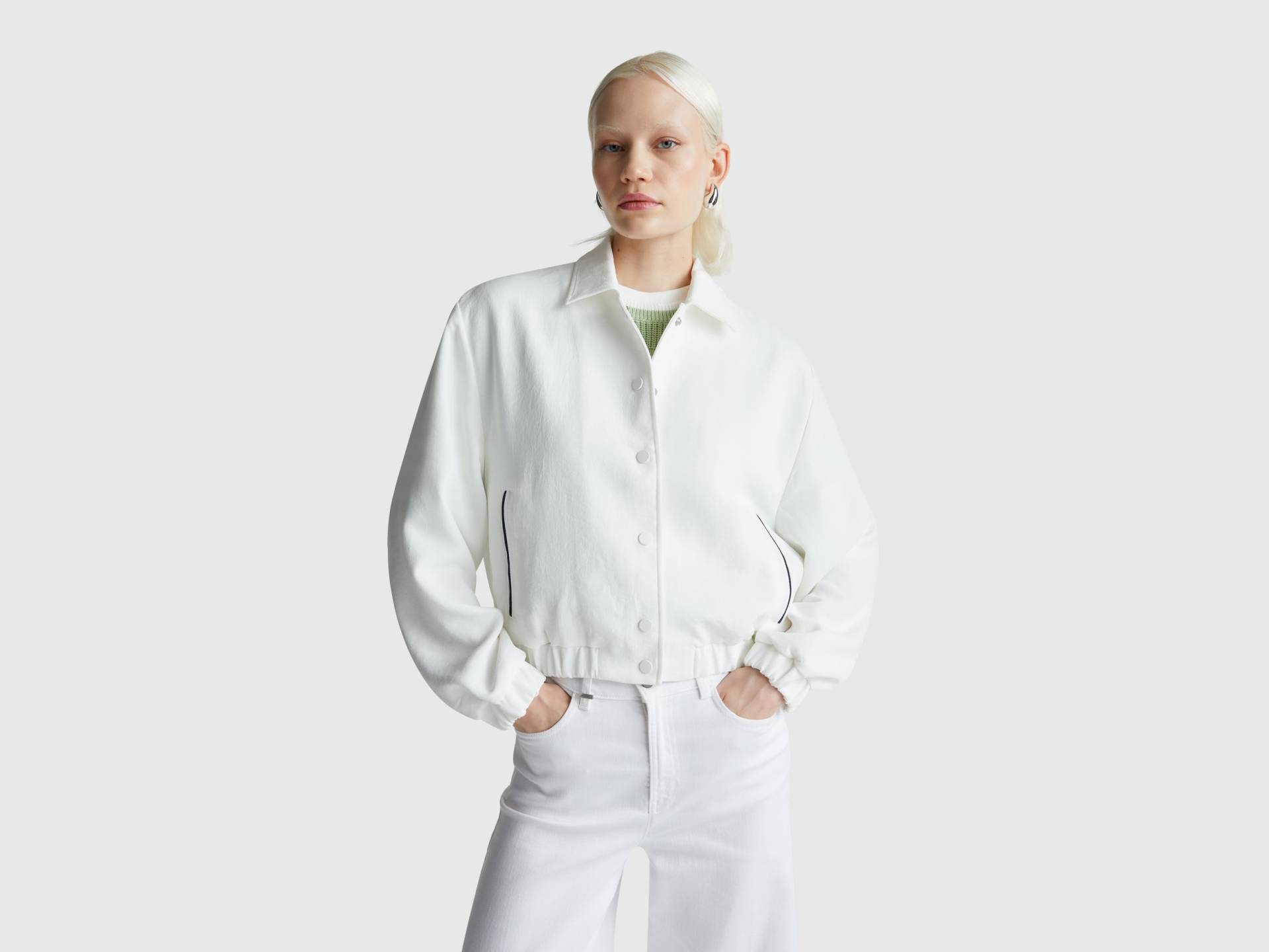 Benetton, Bomberjacke Mit Normaler Passform, size M, Cremeweiss, female von United Colors of Benetton