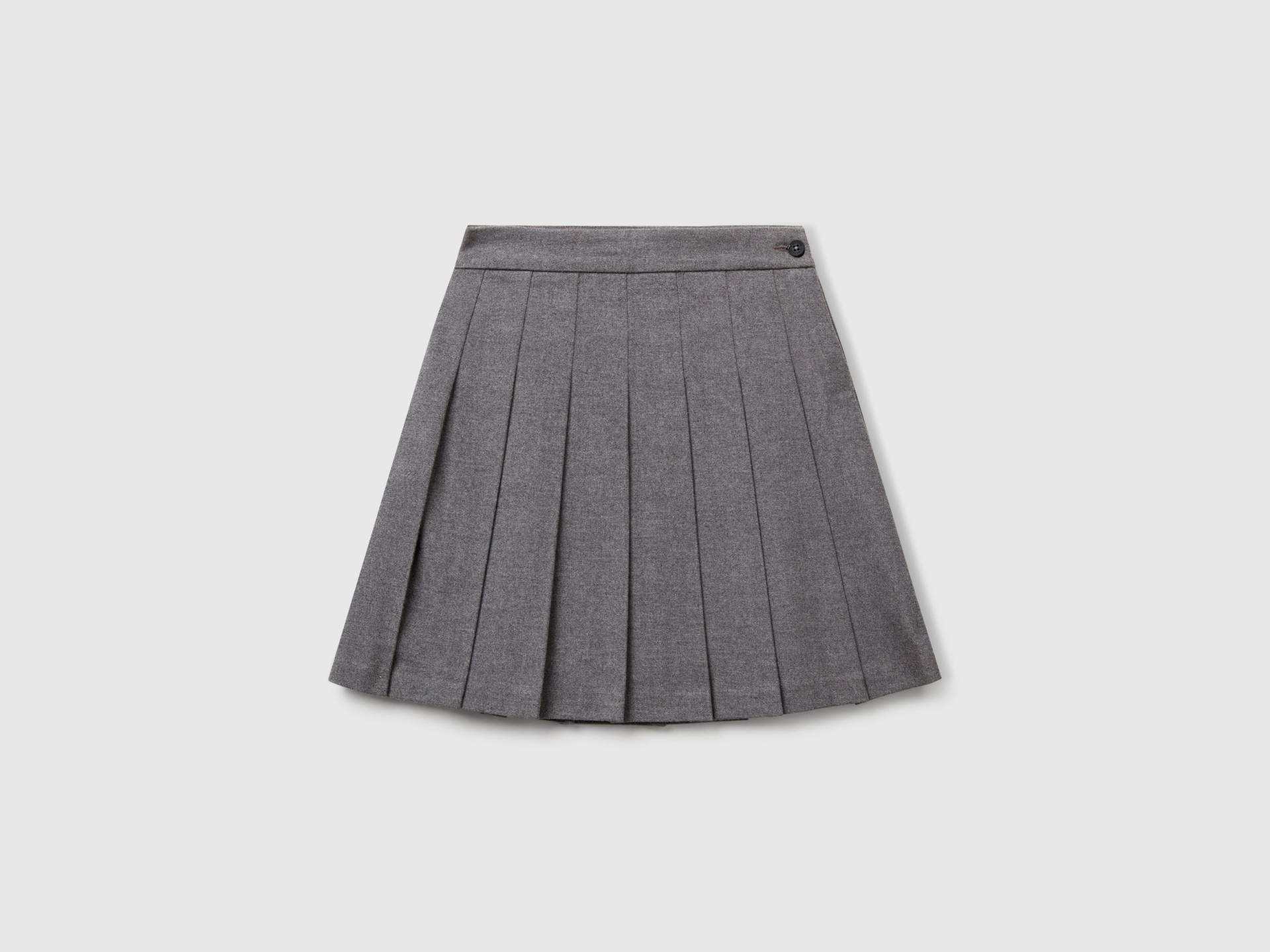 Benetton, Faltenrock Aus Flanell, size 2XL, Grau, female von United Colors of Benetton