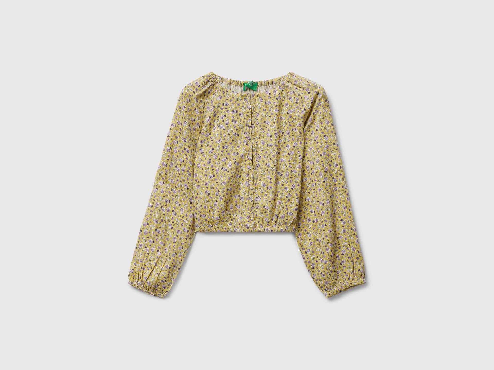 Benetton, Fließende Bluse Mit Blumenmuster, size 2XL, Hellgrün, female von United Colors of Benetton