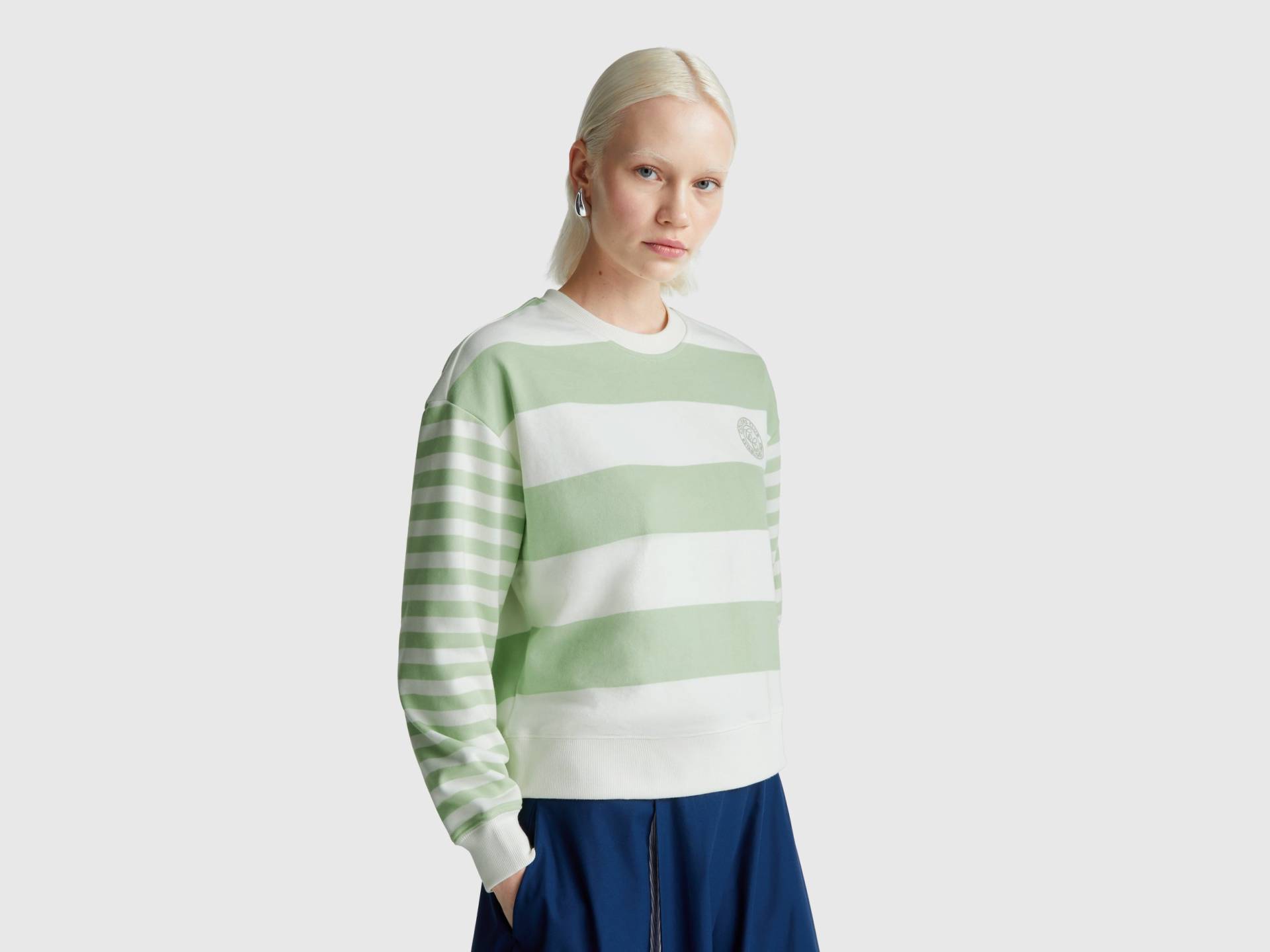 Benetton, Gestreiftes Sweatshirt Mit Rundhalsausschnitt, size XXS, Hellgrün, female Benetton, Gestreiftes Sweatshirt Mit Rundhalsausschnitt, size XXS, Hellgrün, female von United Colors of Benetton
