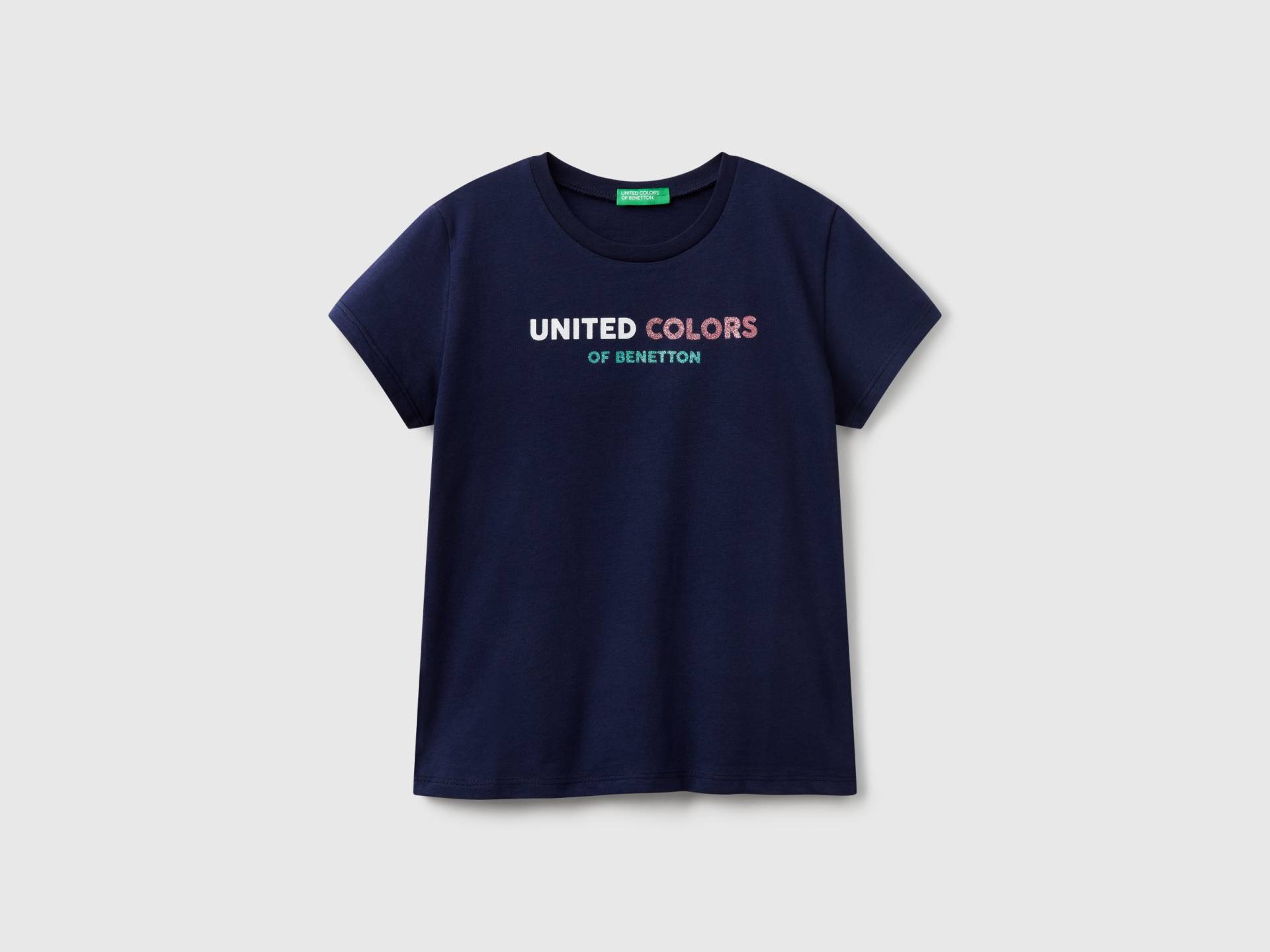 Benetton, Glitzer-logo-t-shirt Aus Baumwolle, size XL, Dunkelblau, female Benetton, Glitzer-logo-t-shirt Aus Baumwolle, size XL, Dunkelblau, female von United Colors of Benetton
