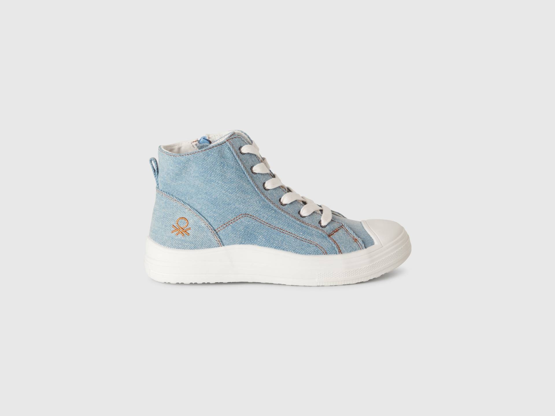Benetton, High-top-sneaker Mit Denim-effekt, size 35, Azurblau, male Benetton, High-top-sneaker Mit Denim-effekt, size 35, Azurblau, male von United Colors of Benetton