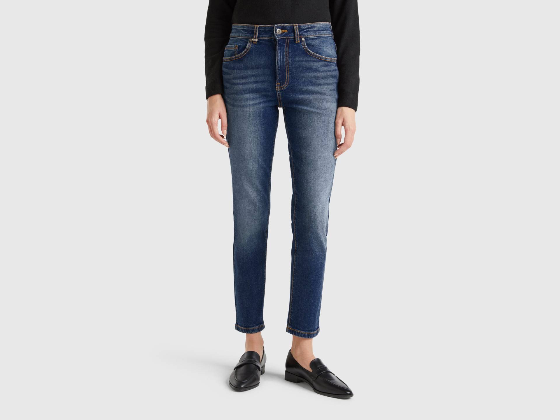 Benetton, Slim-fit-jeans Mit Hohem Bund, size 35, Dunkelblau, female von United Colors of Benetton