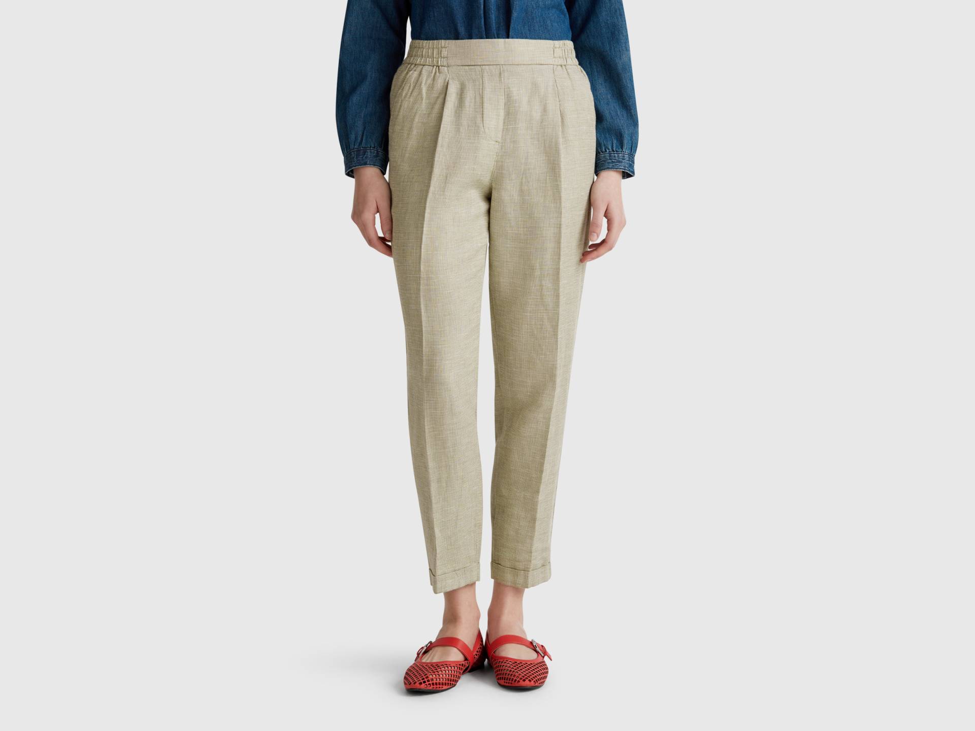 Benetton, Karierte Hose Aus Leinenmischung, size S, , female von United Colors of Benetton