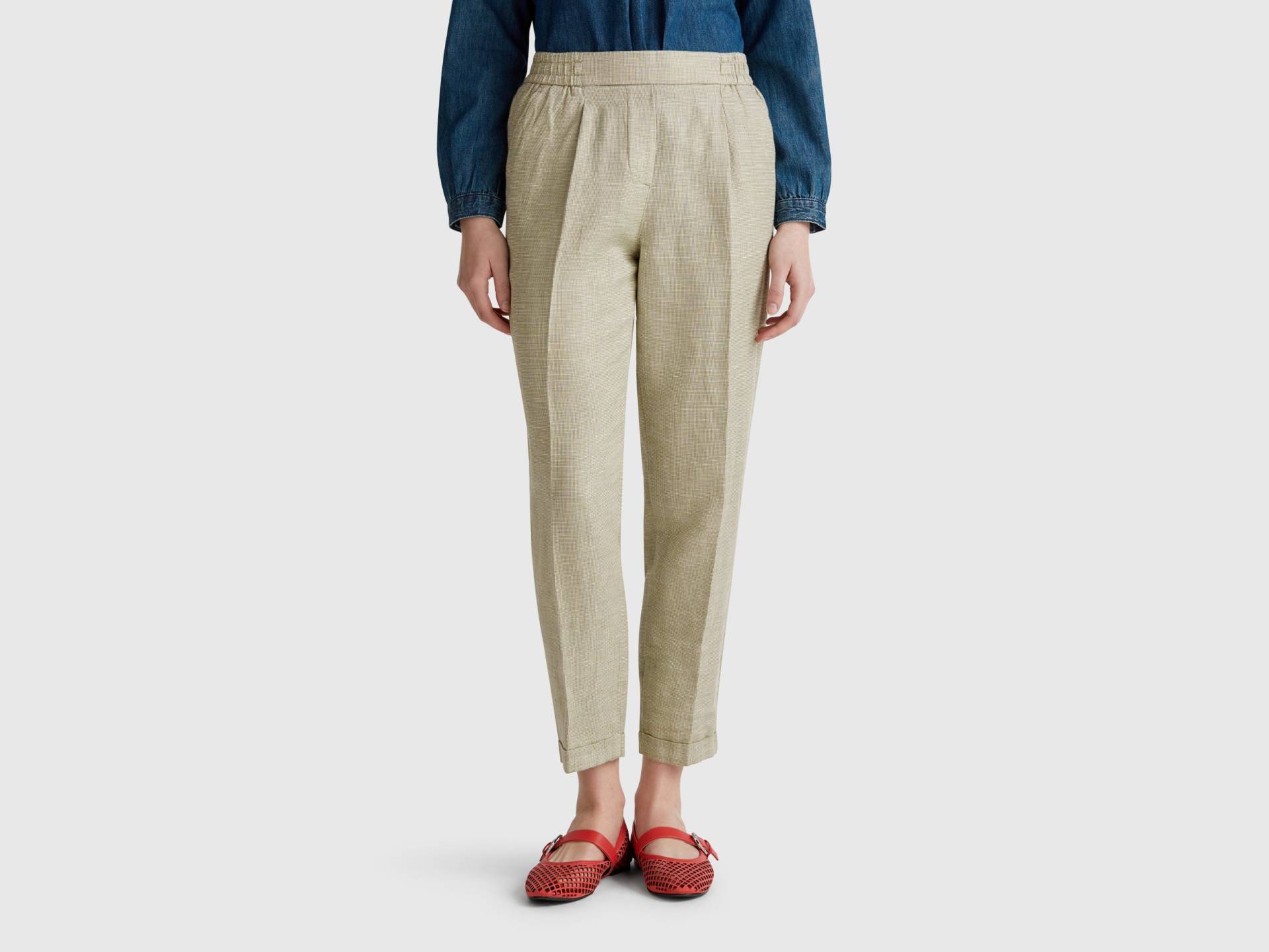 Benetton, Karierte Hose Aus Leinenmischung, size XS, , female von United Colors of Benetton