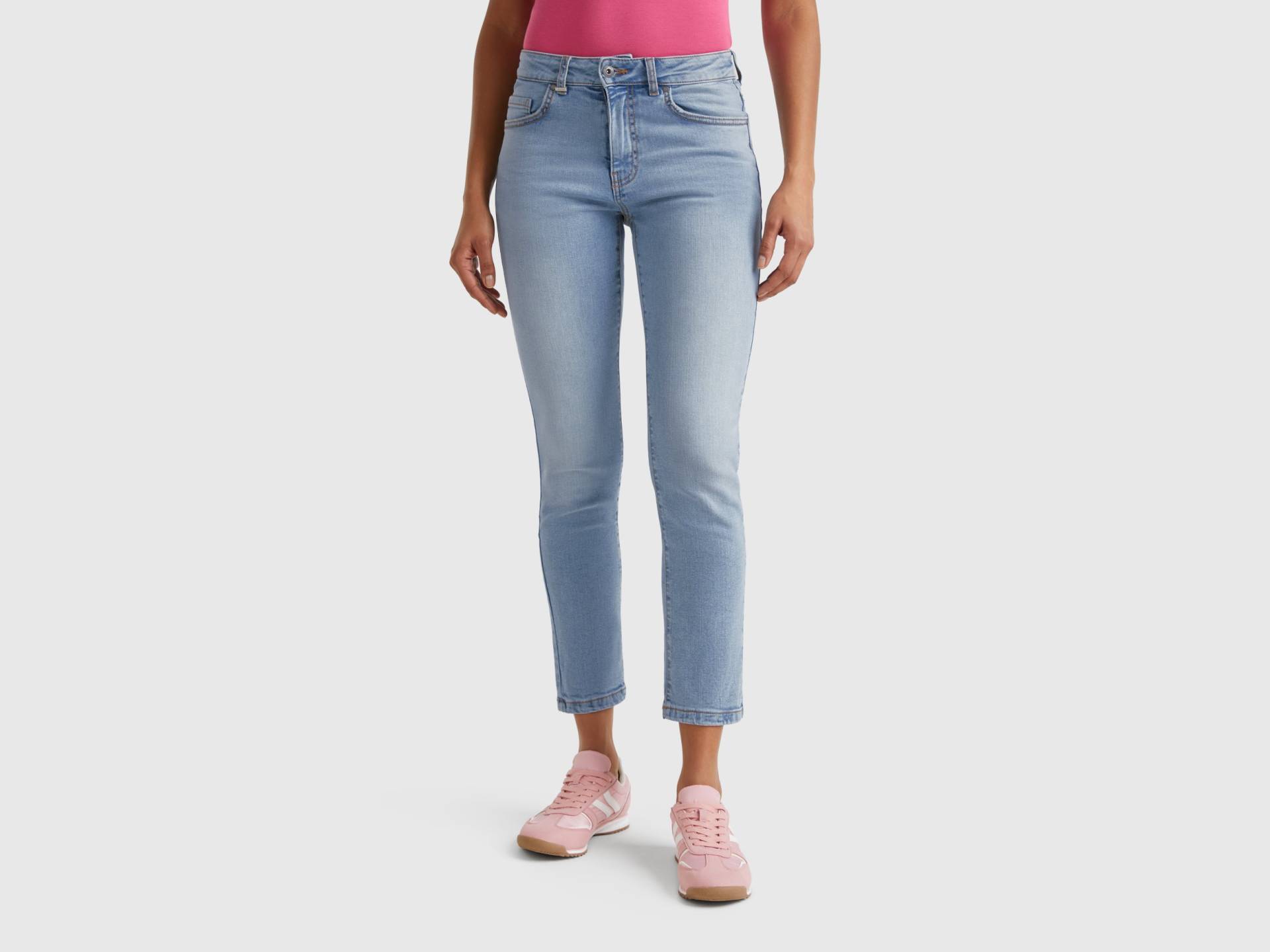 Benetton, Slim-fit-jeans Mit Hohem Bund, size 34, Azurblau, female von United Colors of Benetton