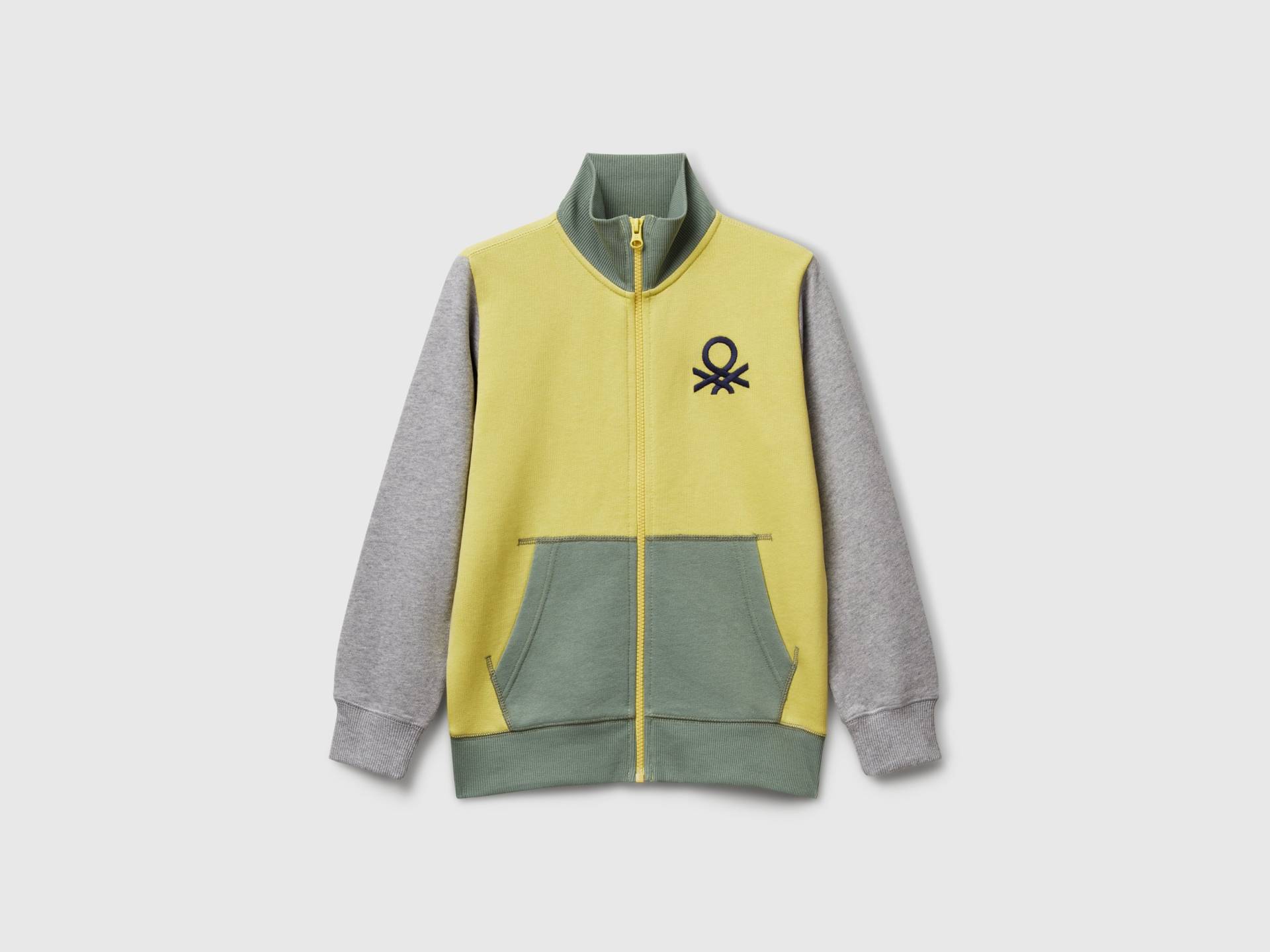 Benetton, Sweatshirt Aus Reiner Baumwolle Mit Reißverschluss, size M, Gelb, male Benetton, Sweatshirt Aus Reiner Baumwolle Mit Reißverschluss, size M, Gelb, male von United Colors of Benetton