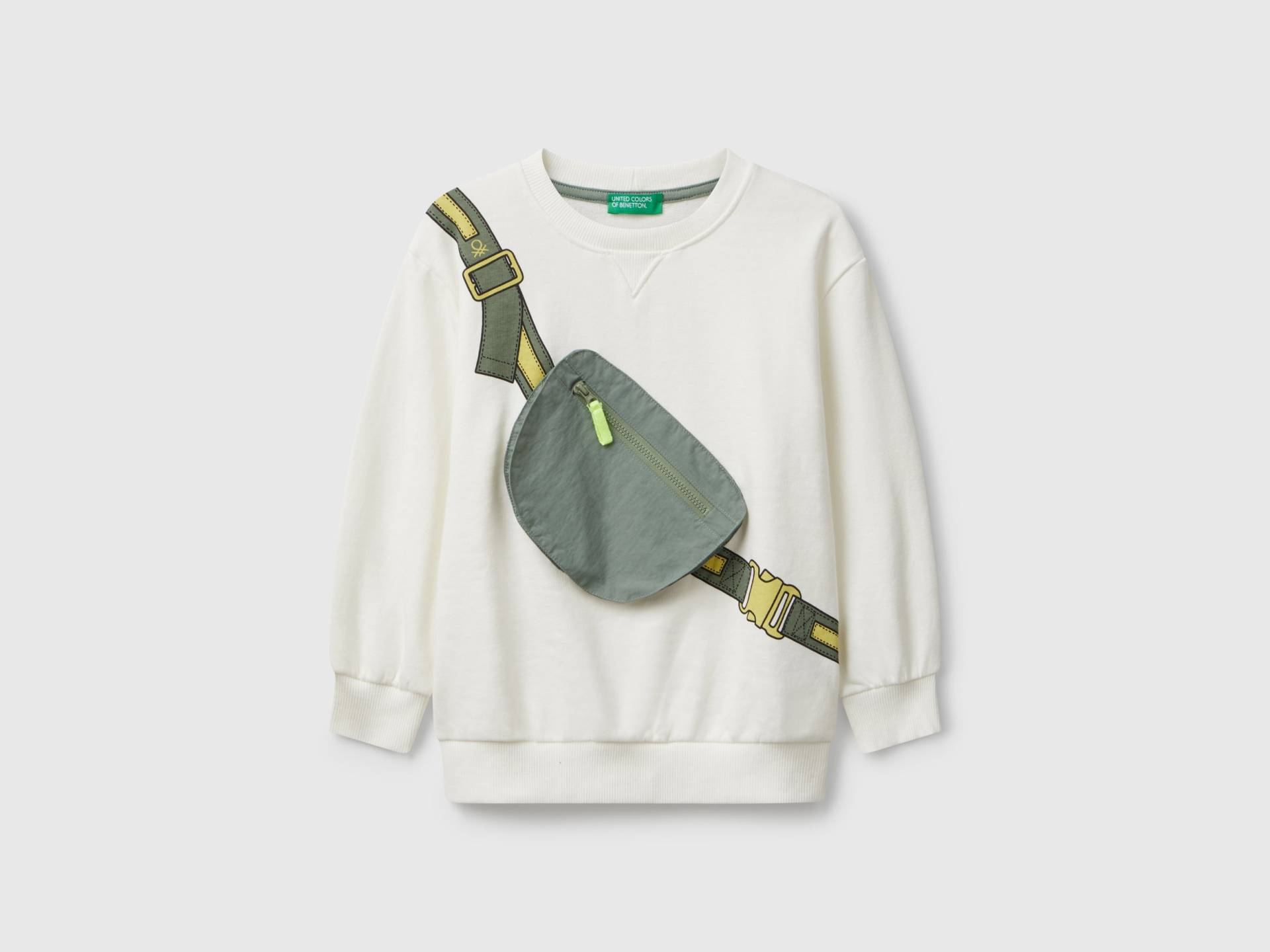 Benetton, Sweatshirt Mit Beutel, size 90, Cremeweiss, male von United Colors of Benetton