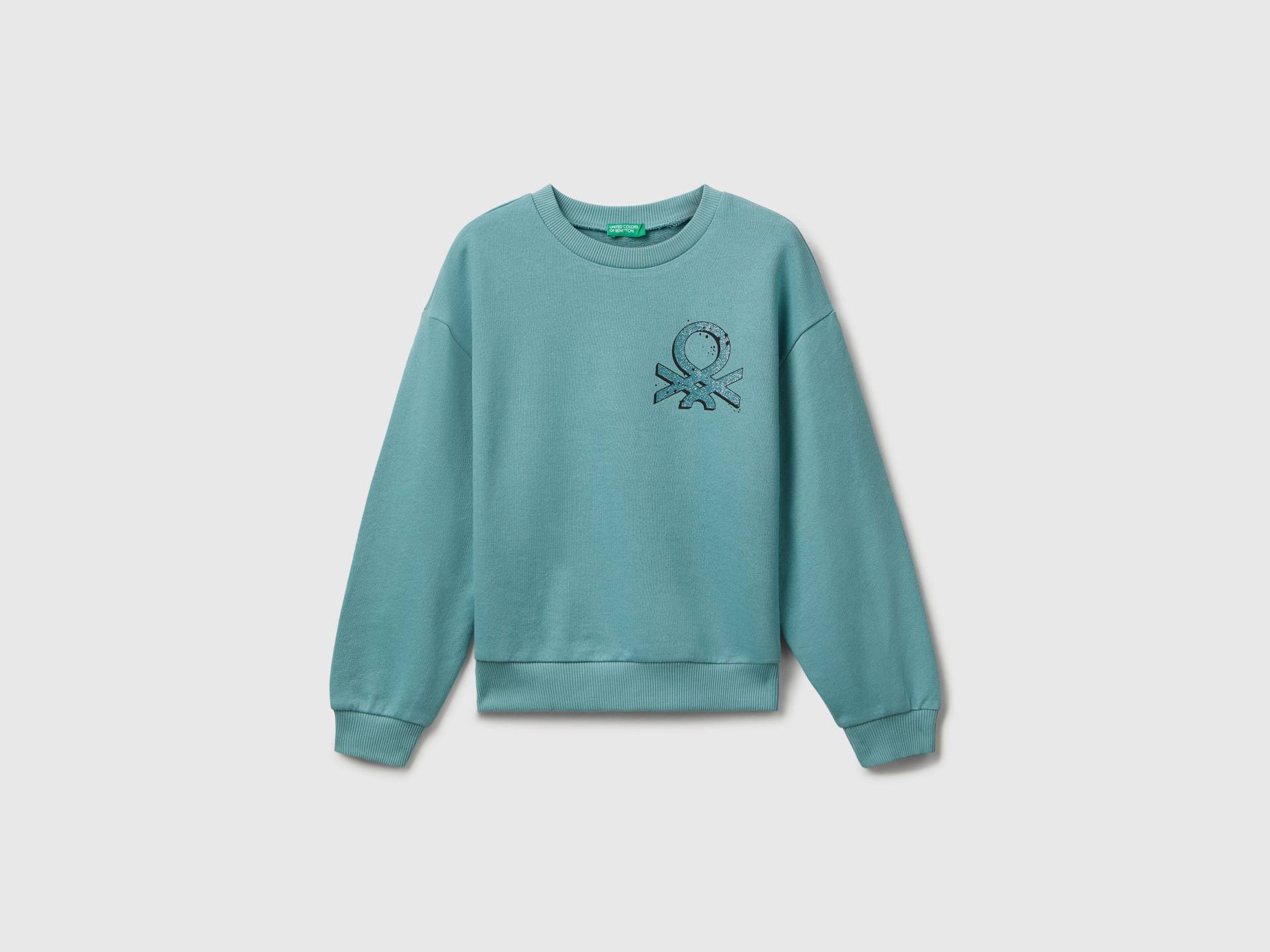 Benetton, Sweatshirt Mit Glitzerndem Logo-print, size M, Blassblau, female Benetton, Sweatshirt Mit Glitzerndem Logo-print, size M, Blassblau, female von United Colors of Benetton