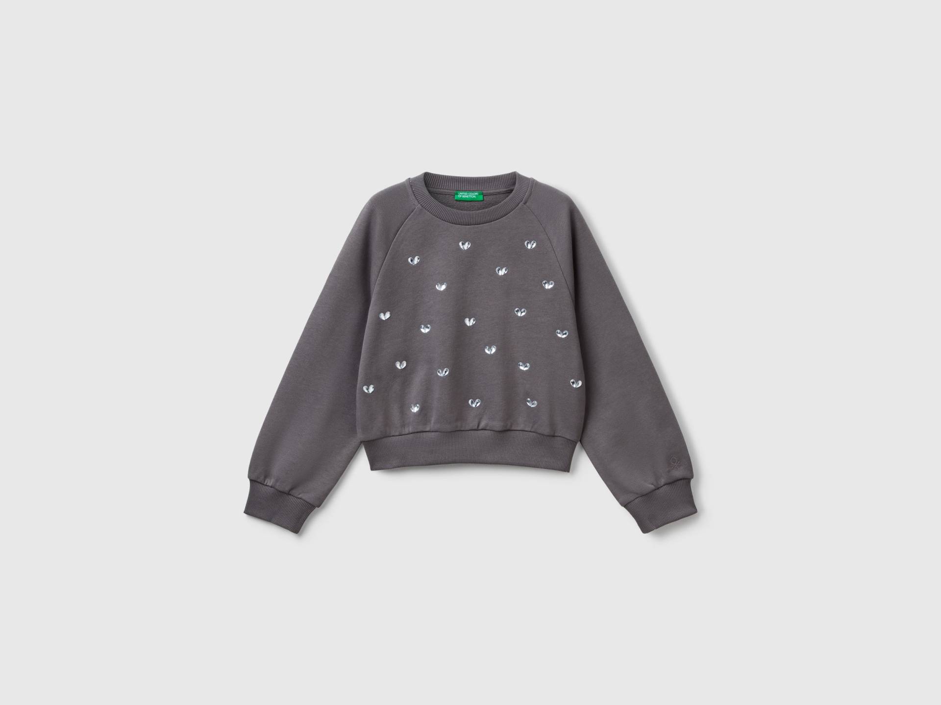 Benetton, Sweatshirt Mit Herz-strasssteinen, size M, Dunkelgrau, female Benetton, Sweatshirt Mit Herz-strasssteinen, size M, Dunkelgrau, female von United Colors of Benetton