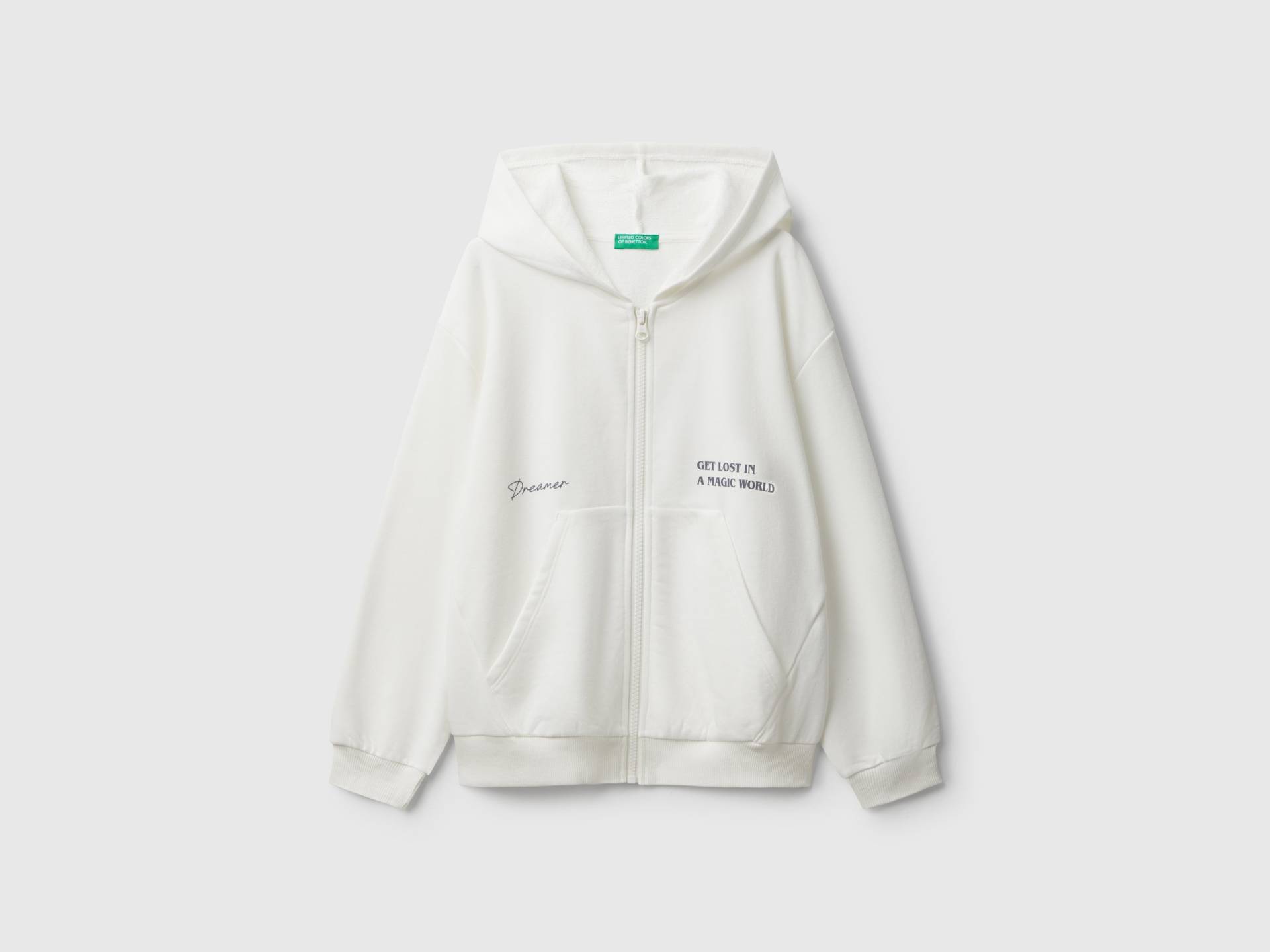 Benetton, Sweatshirt Mit Reißverschluss Und Print, size 2XL, Cremeweiss, female Benetton, Sweatshirt Mit Reißverschluss Und Print, size 2XL, Cremeweiss, female von United Colors of Benetton