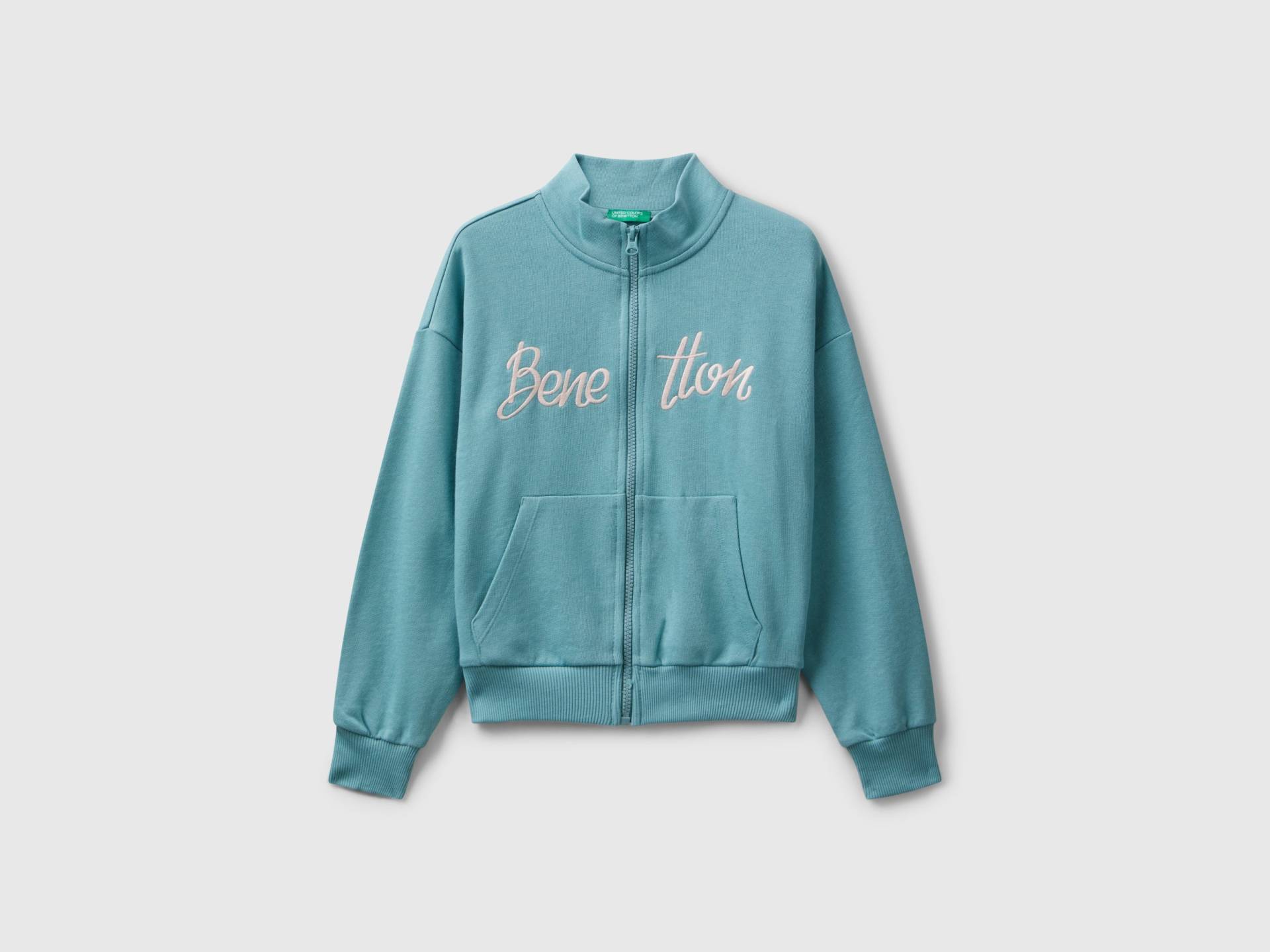 Benetton, Sweatshirt Mit Reißverschluss Und Print, size L, Blassblau, female Benetton, Sweatshirt Mit Reißverschluss Und Print, size L, Blassblau, female von United Colors of Benetton