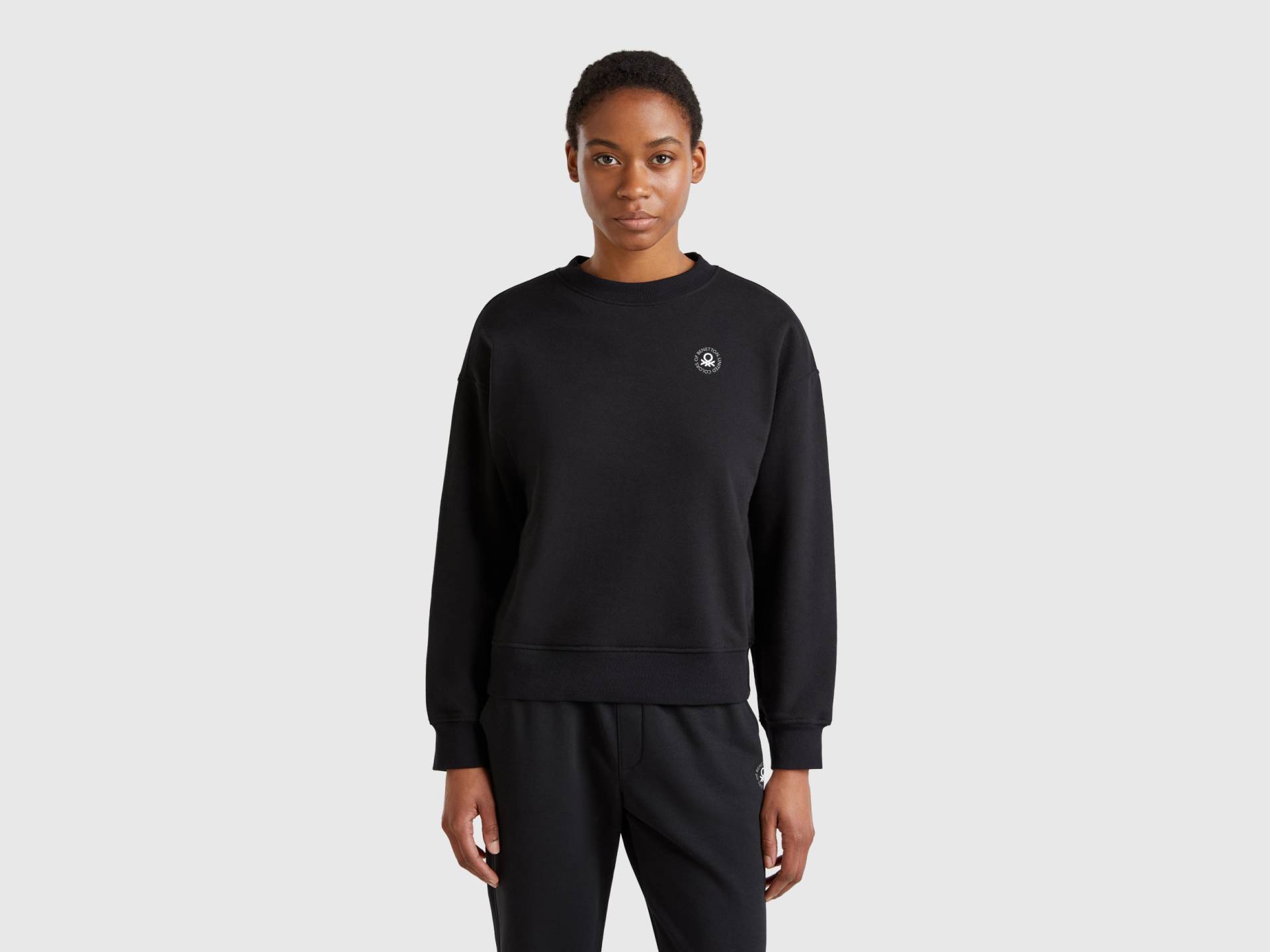 Benetton, Sweatshirt Mit Rundhalsausschnitt Aus Baumwollmischung, size S, Schwarz, female Benetton, Sweatshirt Mit Rundhalsausschnitt Aus Baumwollmischung, size S, Schwarz, female von United Colors of Benetton