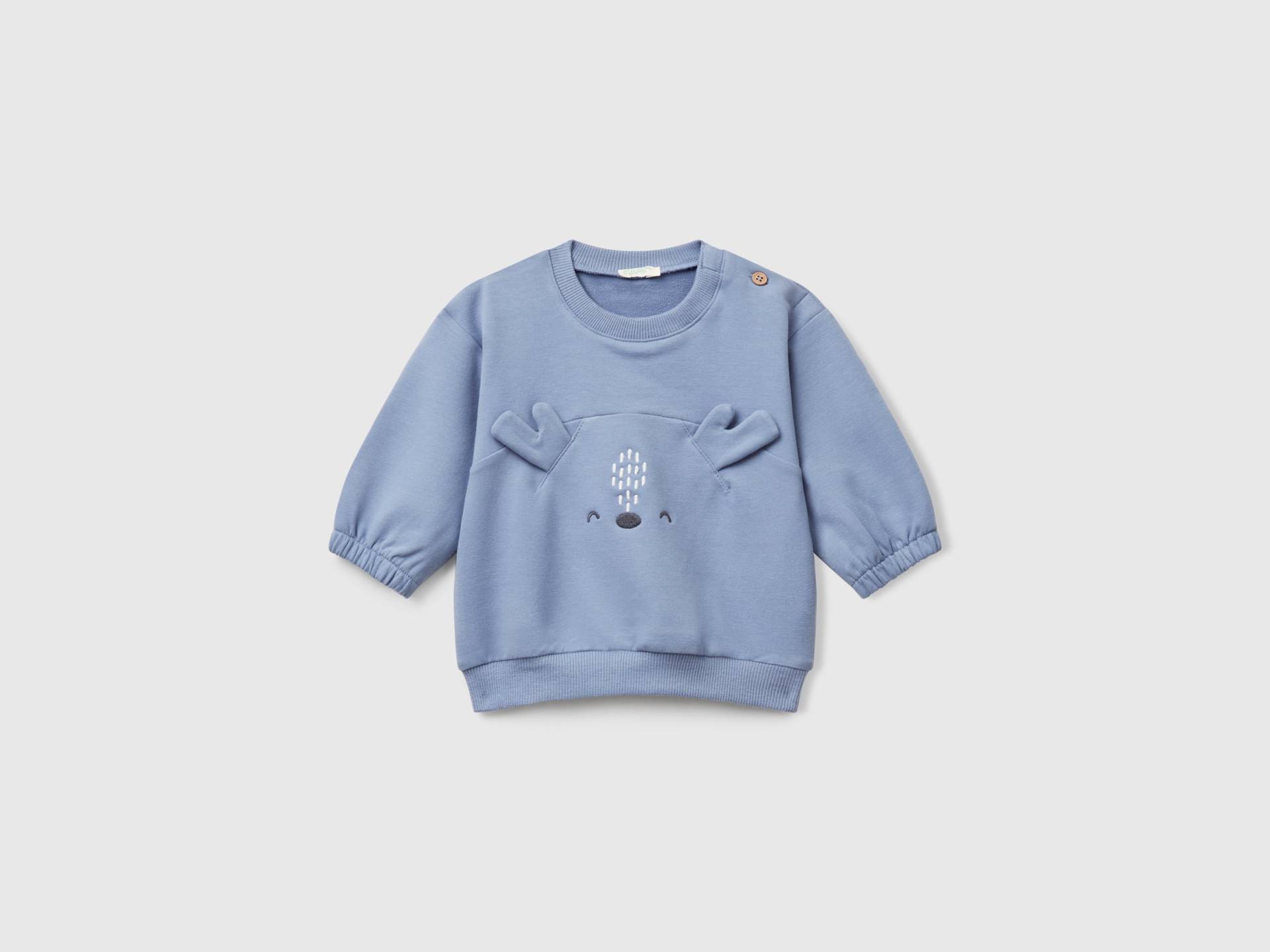 Benetton, Sweatshirt Mit Stickerei Und Patch, size 56, Blassblau, unisex von United Colors of Benetton