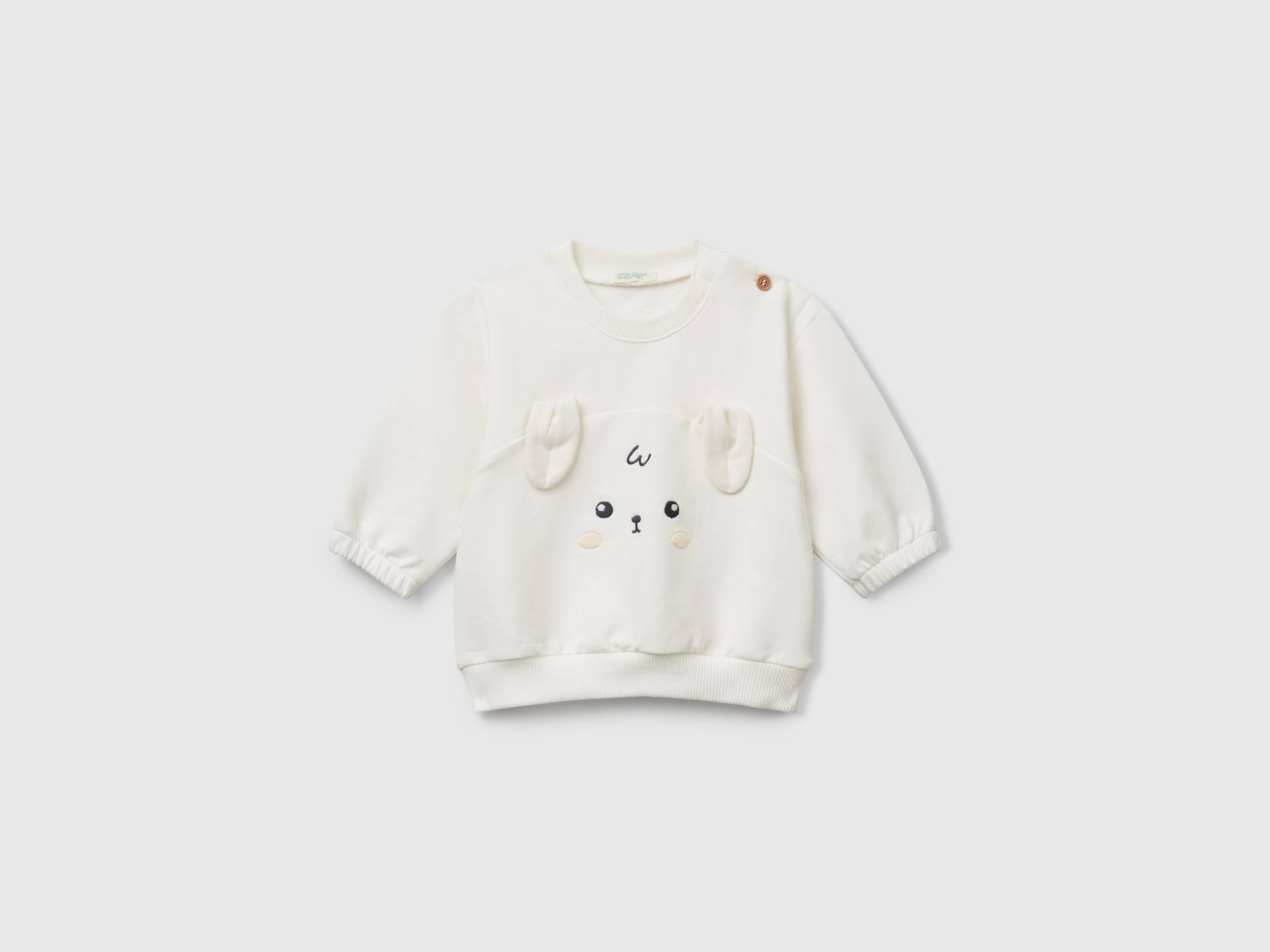 Benetton, Sweatshirt Mit Stickerei Und Patch, size 74, Cremeweiss, unisex von United Colors of Benetton