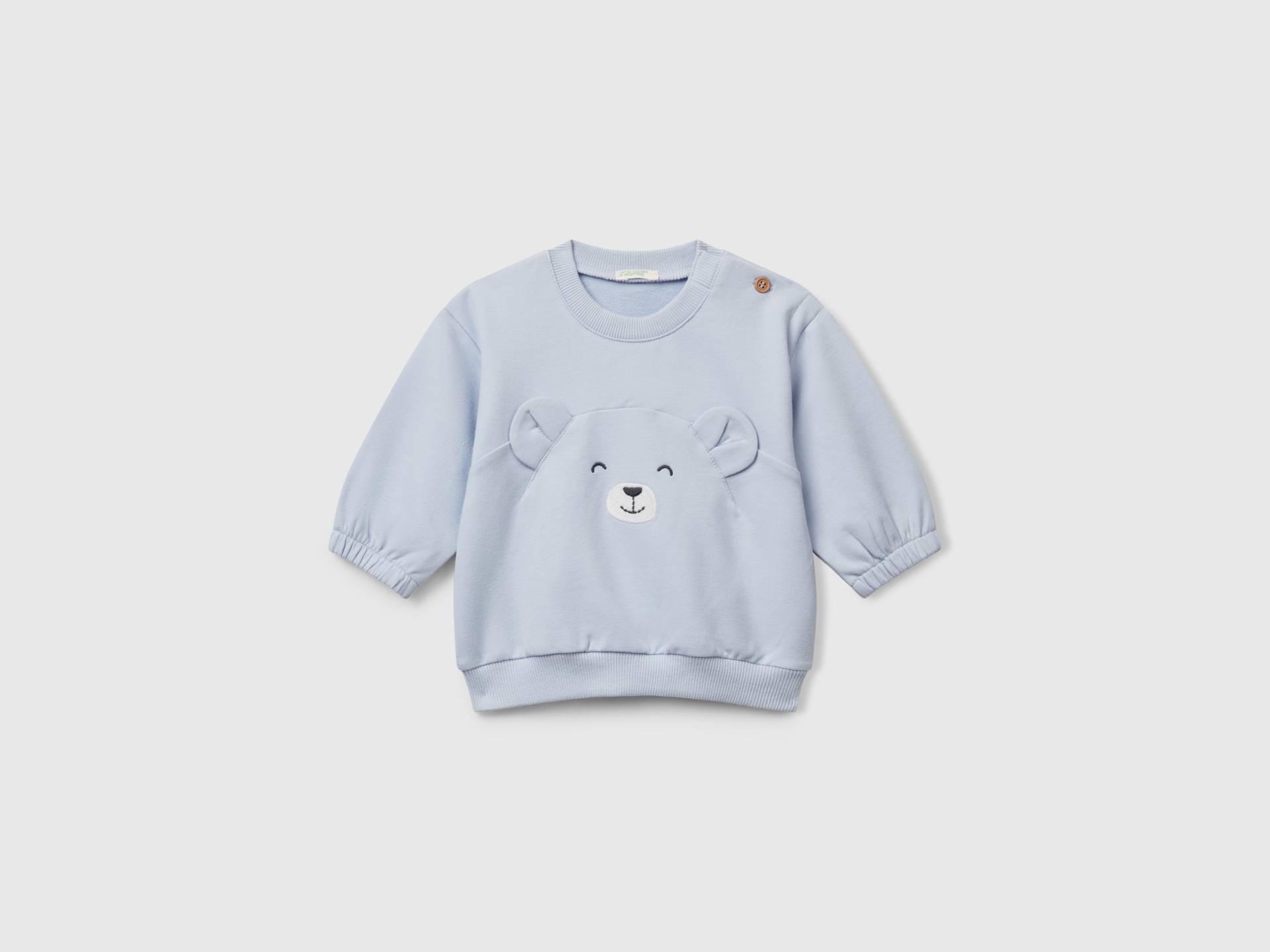 Benetton, Sweatshirt Mit Stickerei Und Patch, size 82, Blassblau, unisex von United Colors of Benetton