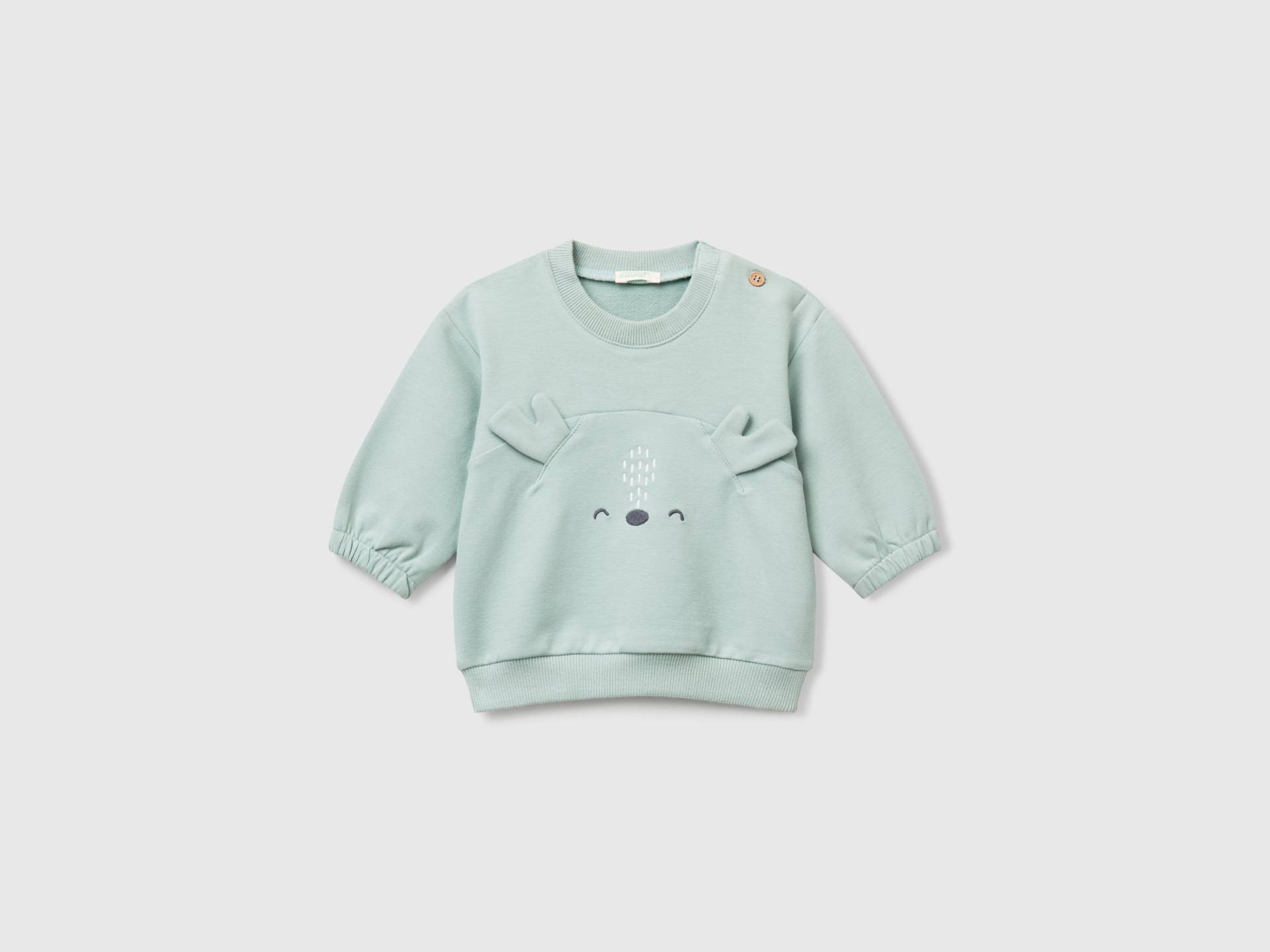 Benetton, Sweatshirt Mit Stickerei Und Patch, size 82, Türkisblau, unisex von United Colors of Benetton