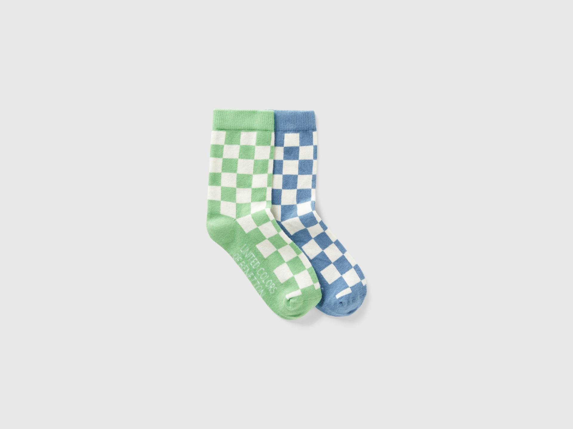 Benetton, Zwei Paar Karierte Socken, size 20-24, Bunt, male von United Colors of Benetton