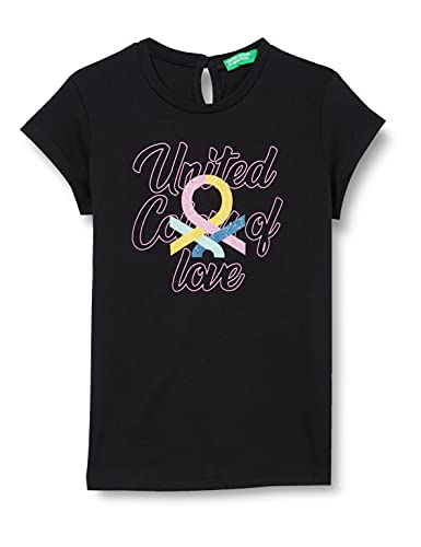 United Colors of Benetton (Z6ERJ) Mädchen T-Shirt T-SHIRT 3I1XC1527, Schwarz 100, 68/6-9 Monate von United Colors of Benetton