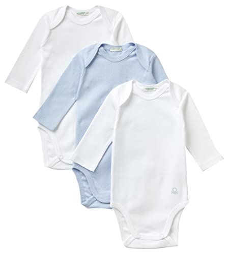 United Colors of Benetton Baby-Jungen Set 3 Body 3gi70b089 Kleinkind Unterwäsche-Satz, Mehrfarbig: Weiß-Hellblau-Weiß 902, 82 cm von United Colors of Benetton