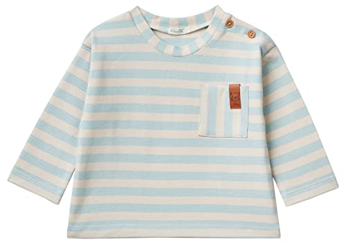 United Colors of Benetton Baby-Jungen T M/L 3POMA102D Kurzarm Shirt, Multicolore a Righe beige e Azzurro 901, 56 von United Colors of Benetton