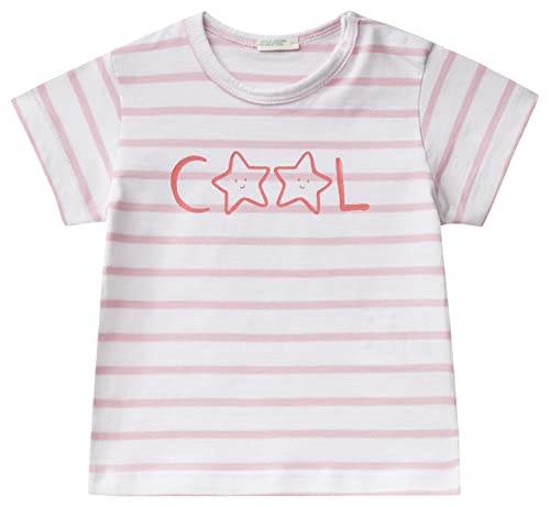 United Colors of Benetton Baby-Mädchen 3i6ta102x T-Shirt, Muster mit Streifen Rosa und Weiß 904, 56 cm von United Colors of Benetton