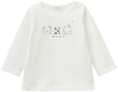 United Colors of Benetton Baby-Mädchen M/L 3atna103l T-Shirt, Bianco Panna 074, 82 von United Colors of Benetton