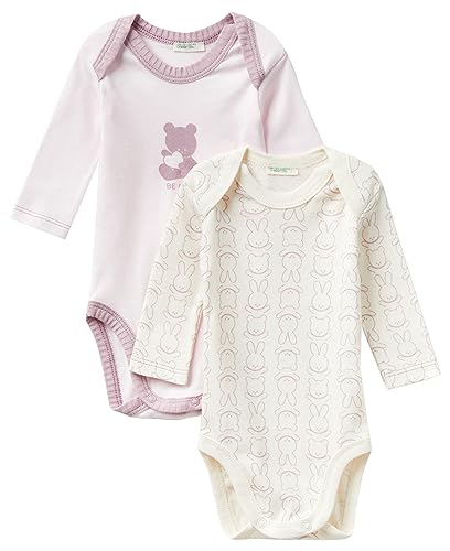 United Colors of Benetton Baby-Mädchen Set 2 Body 3GI70B00J Kleinkind-Strampelanzug, Rosa Tenue 1W0, 62 von United Colors of Benetton