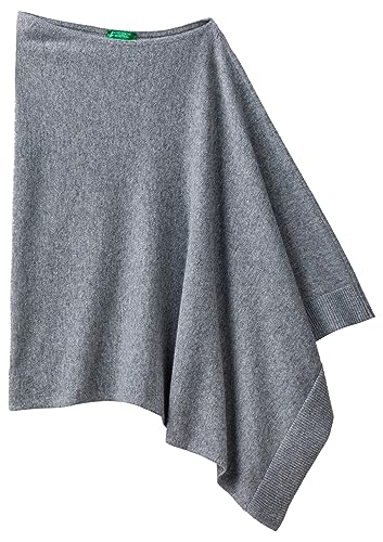 United Colors of Benetton Damen 1235du00t Strickponchos und Umhänge, Hellgrau 82p, One Size von United Colors of Benetton