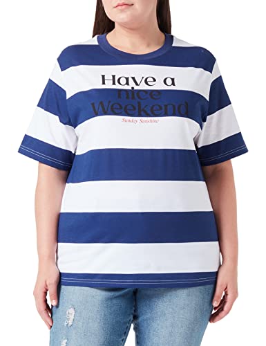 United Colors of Benetton Damen 35u4d103e T-Shirt, Blaues Streifenmuster, 71 g, Medium von United Colors of Benetton