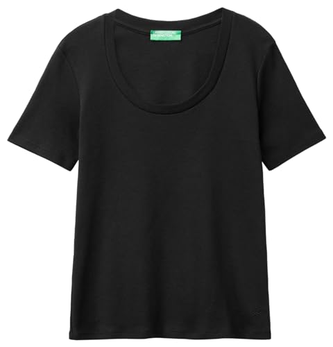 United Colors of Benetton Damen 3ga2d1066 T-Shirt, Schwarz 100, Small von United Colors of Benetton
